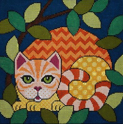 click here to view larger image of Out Cattin around w/Orange Tabby (hand painted canvases)