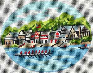 click here to view larger image of Boat House Row Ornament (hand painted canvases)