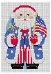 click here to view larger image of Stars & Stripes Santa (hand painted canvases)