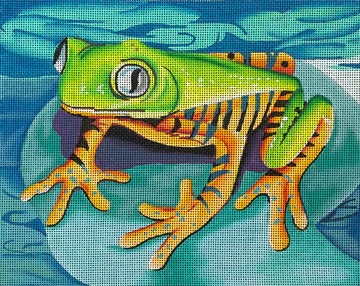 click here to view larger image of Frog on Leaf (hand painted canvases)