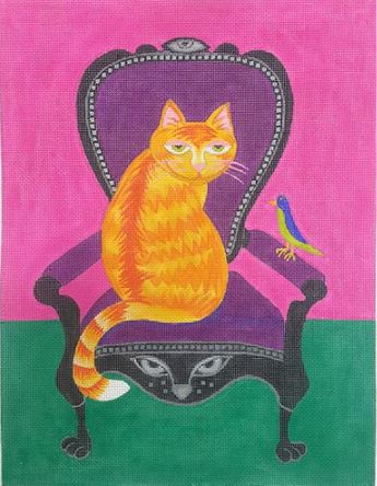 click here to view larger image of Cat in a Velvet Chair - 13M (hand painted canvases)