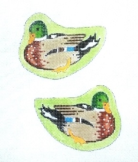Male Mallard Duck/Two-Sided/Green Background hand painted canvases 