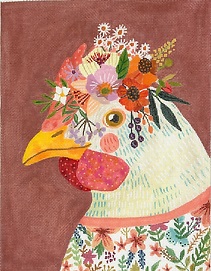 click here to view larger image of Hen in Floral Dress (hand painted canvases 2)