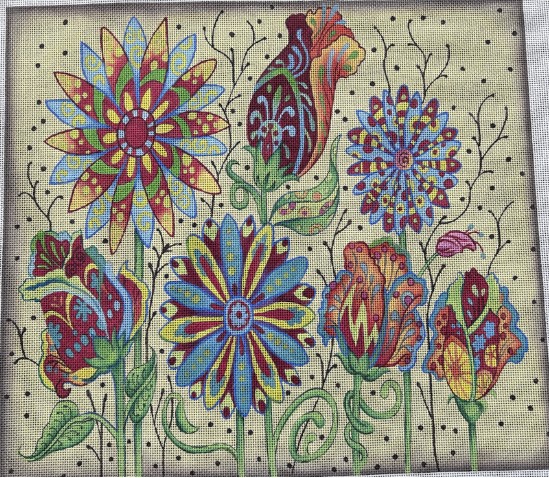 click here to view larger image of Mosiac Flower Festival (hand painted canvases)
