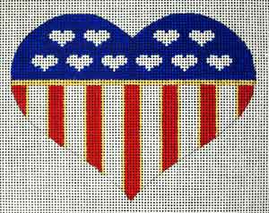 click here to view larger image of Heart - American Flag   (hand painted canvases)