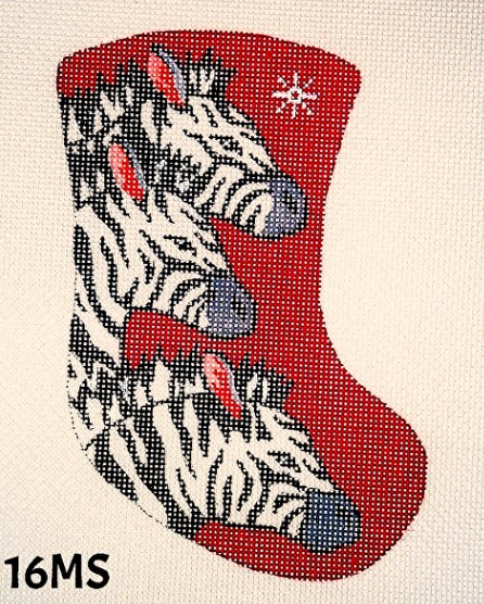 click here to view larger image of Three Zebras Mini Stocking (hand painted canvases)