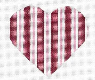 click here to view larger image of Heart - Red/Pink Stripe Valentine (hand painted canvases)