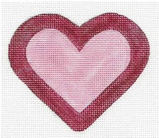 click here to view larger image of Heart - Pink Heart on Red Valentine (hand painted canvases)