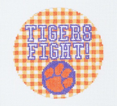 click here to view larger image of Clemson Tigers Gingham Round (hand painted canvases)