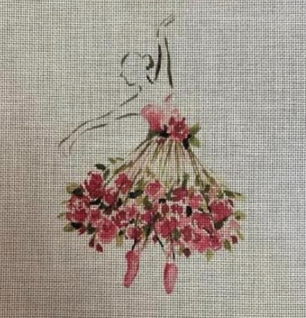 click here to view larger image of Ballerina w/Flowers - 6x5" (printed canvas)