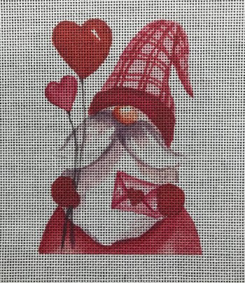 click here to view larger image of Gnome holding Heart Balloons (printed canvas)