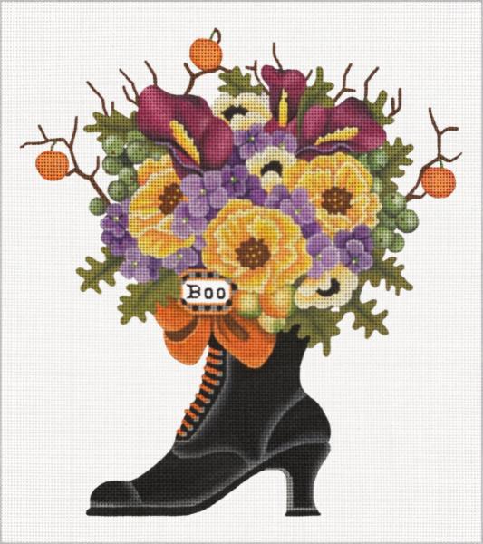 click here to view larger image of Pumpkin Witch Boot Bouquet (hand painted canvases)