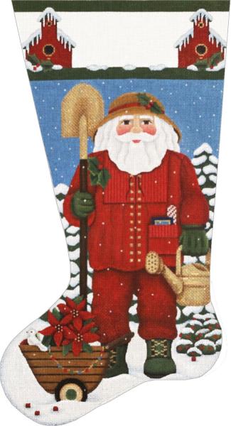 click here to view larger image of Garden Santa Stocking (hand painted canvases)