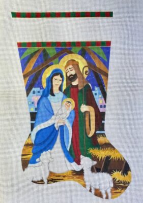 click here to view larger image of Holy Family Stocking - 13M (hand painted canvases)