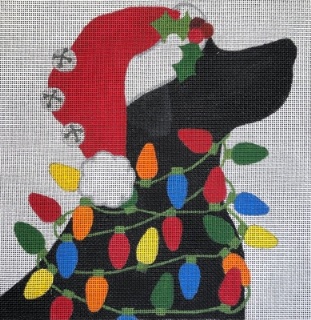 click here to view larger image of Black Lab Christmas - 18M (hand painted canvases)