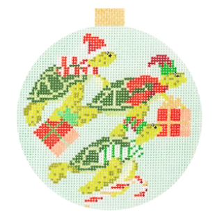 click here to view larger image of Festive Sea Friends - Sea Turtles (hand painted canvases)