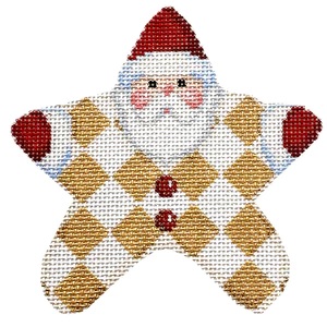 click here to view larger image of Gold Harlequin PJ Santa (hand painted canvases)