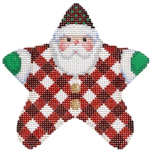 click here to view larger image of Red Gingham PJ Santa (hand painted canvases)