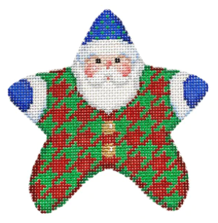 click here to view larger image of Red/Green Houndstooth PJ Santa (hand painted canvases)