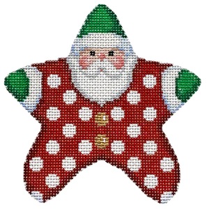 click here to view larger image of Red Polka Dot PJ Santa (hand painted canvases)