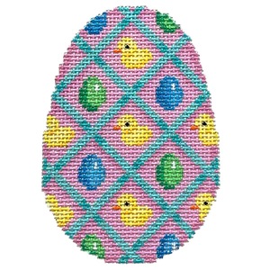 click here to view larger image of Chicks in Lattice Egg (hand painted canvases)