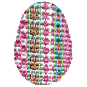 click here to view larger image of Gingham/Bunnies/Carrots Egg (hand painted canvases)