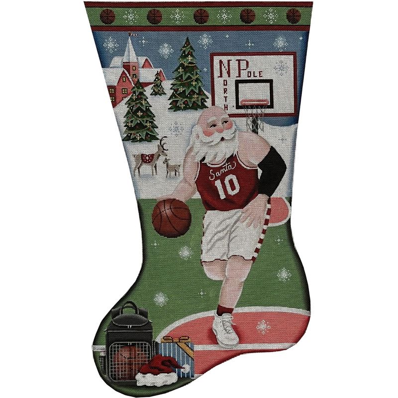 click here to view larger image of Basketball Santa Stocking - 18M (hand painted canvases)