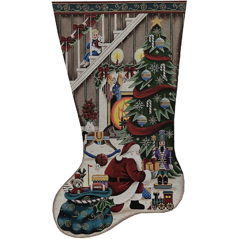 click here to view larger image of It's Santa Boy Stocking - 13M (hand painted canvases)