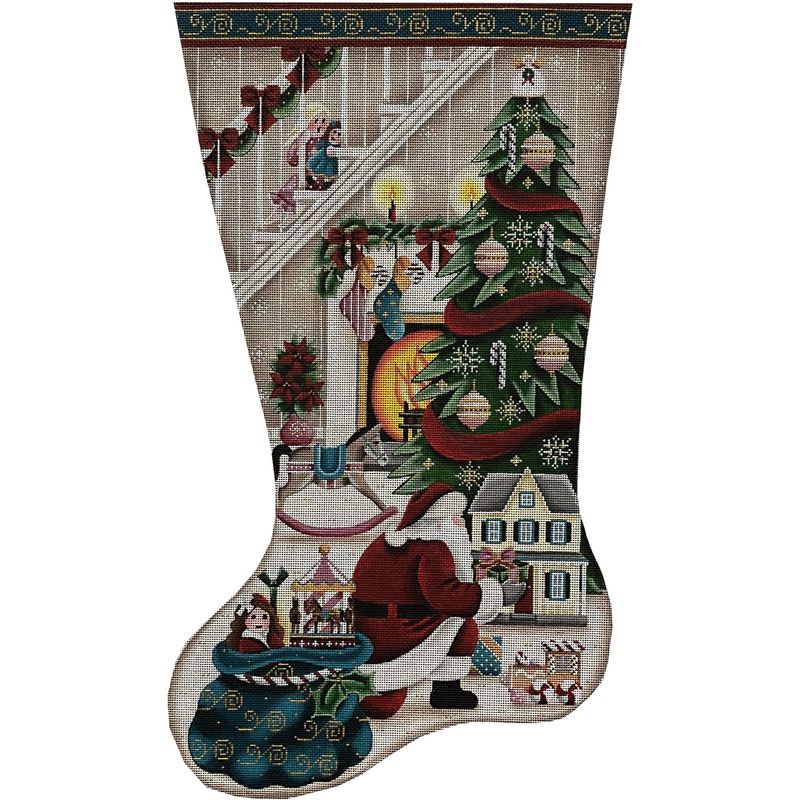 click here to view larger image of It's Santa Girl Stocking - 18M (hand painted canvases)
