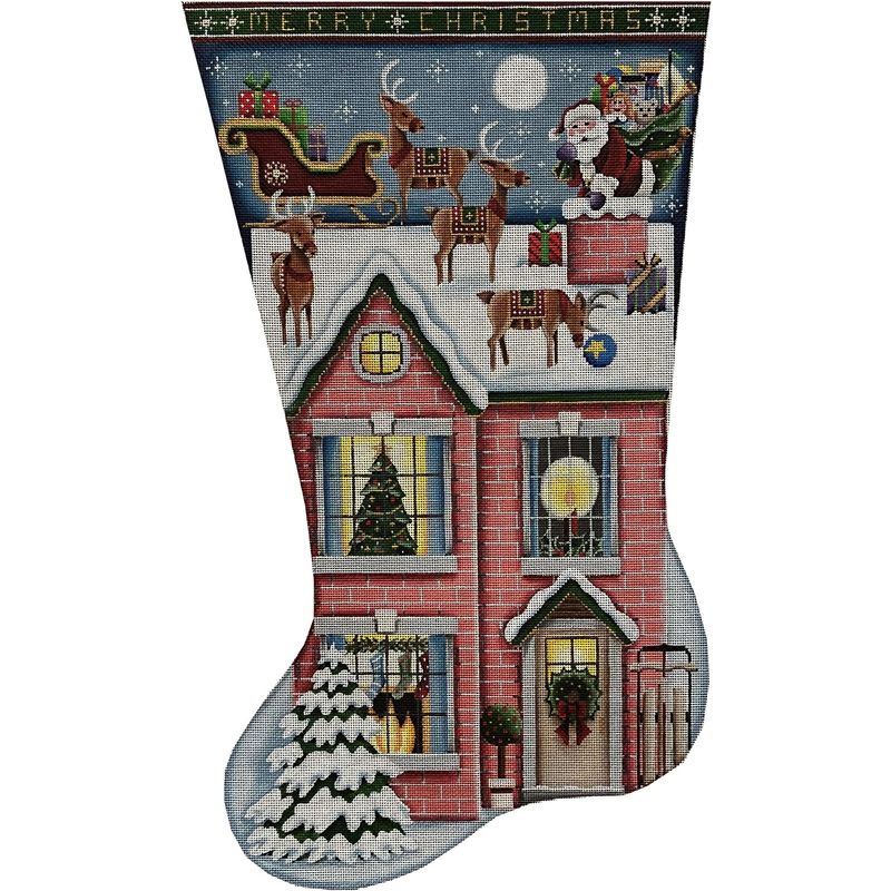 click here to view larger image of Merry Christmas Stocking - 18M (hand painted canvases)