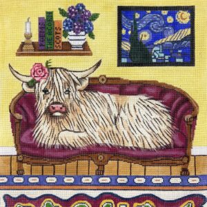 click here to view larger image of Highland Cattle w/Starry Night (hand painted canvases)