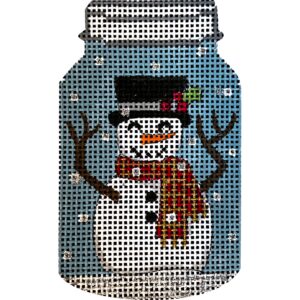 click here to view larger image of Snowman in Top Hat in Mason Jar (hand painted canvases)
