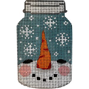 click here to view larger image of Snowman Looking Up in Mason Jar (hand painted canvases)