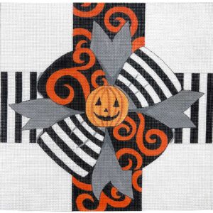 click here to view larger image of Jack-O-Lantern Bow (hand painted canvases)