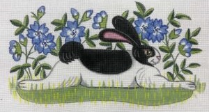 click here to view larger image of Rabbit in Blue Flowers (hand painted canvases)