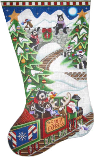 click here to view larger image of Santa Express Stocking - 13M (hand painted canvases)