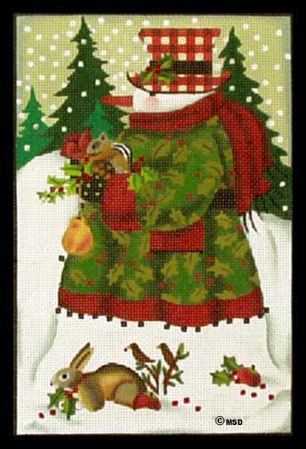 click here to view larger image of Forest Snowman Panel (hand painted canvases)