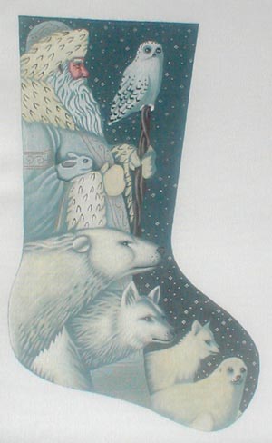 click here to view larger image of Arctic Santa Stocking (hand painted canvases)