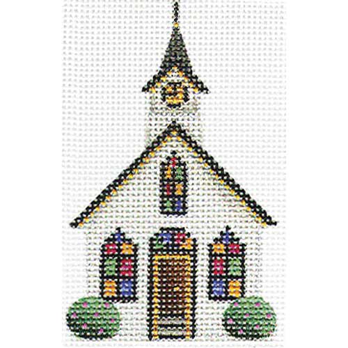 click here to view larger image of Mini Church with Stained Glass (hand painted canvases)
