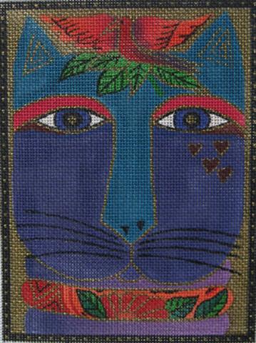 click here to view larger image of Purple Cat With Bird and Collar (hand painted canvases)