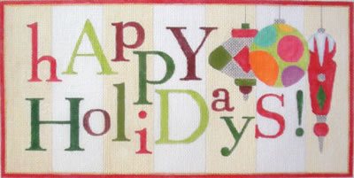 click here to view larger image of Happy Holidays (red border) (hand painted canvases)