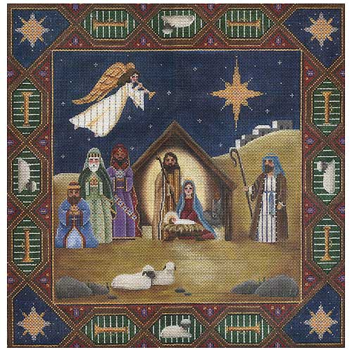 click here to view larger image of Nativity Pillow (hand painted canvases)