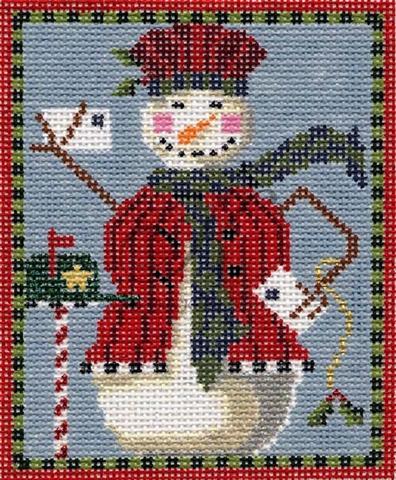 click here to view larger image of Mailman the Snowman  - 18 Mesh (hand painted canvases)