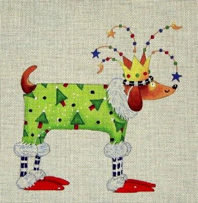 click here to view larger image of Christmas Pooch (hand painted canvases)