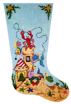 click here to view larger image of Fun Fish, Sandcastle  Stocking (hand painted canvases)