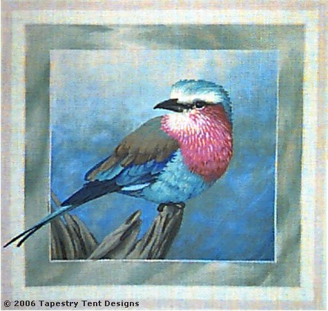 click here to view larger image of Lilac Breasted Roller Bird Pillow (hand painted canvases)