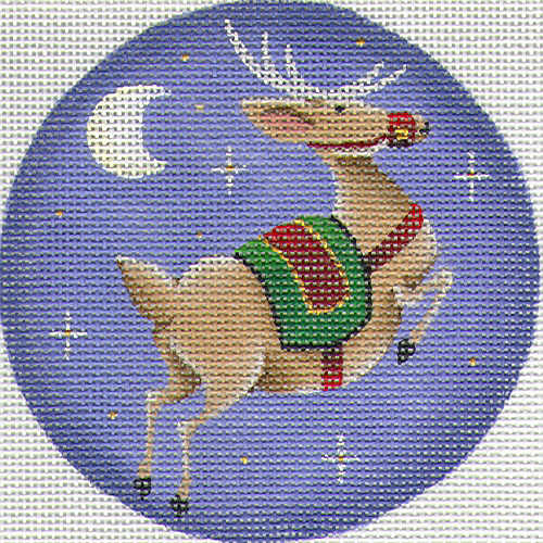 click here to view larger image of Rudolph In The Sky Ornament (hand painted canvases)