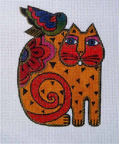 click here to view larger image of Orange Cat with Bird (hand painted canvases)