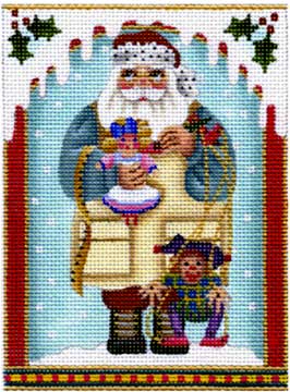 click here to view larger image of Toy Maker Santa Ornament (hand painted canvases)