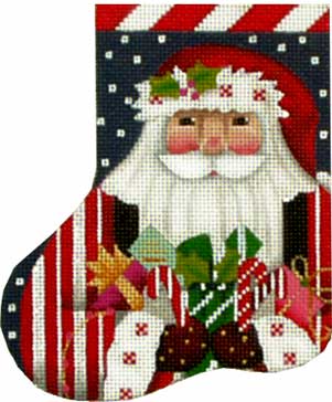 click here to view larger image of Candy Cane Santa Mini Sock (hand painted canvases)